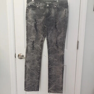 Do Denim Distressed Charcoal Grey Acid Wash Jeans